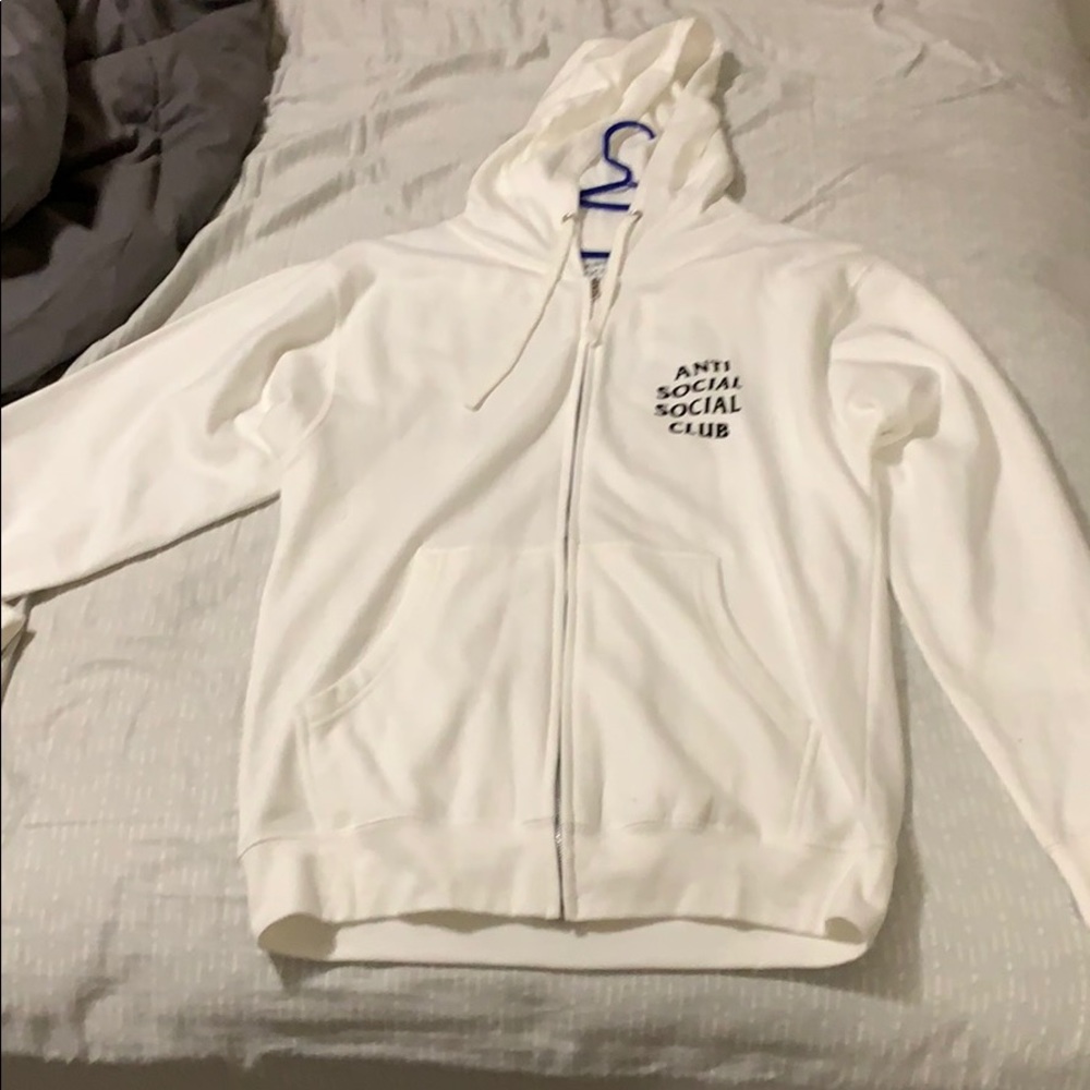 Anti Social Social Club white zip hoodie